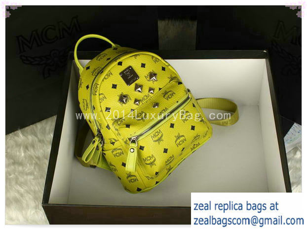 High Quality Replica MCM Stark Backpack Medium in Calf Leather 8003 Lemon